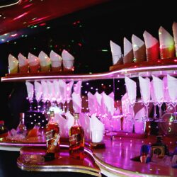 Drinks and interior of the party limo