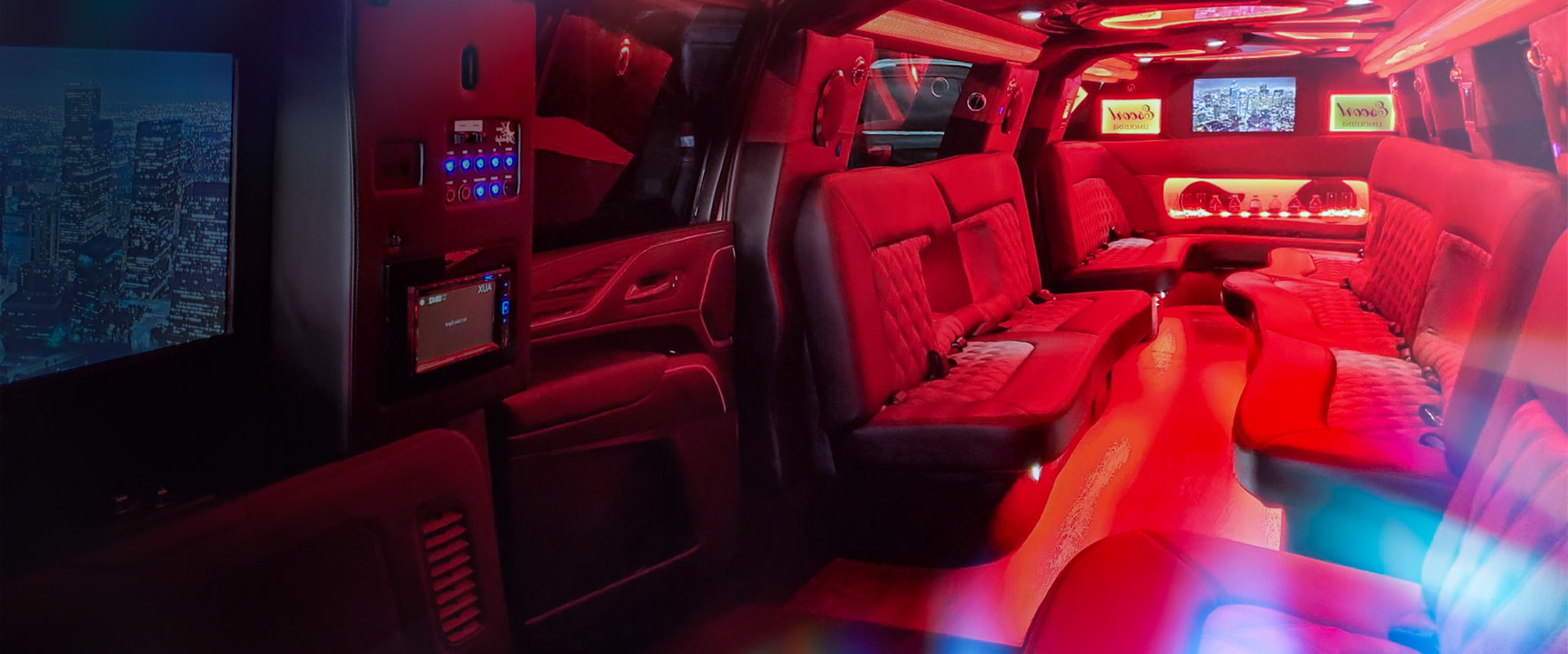 Limuzyna nowej generacji w Krakowie: Cadillac, wnętrze (limo interior)